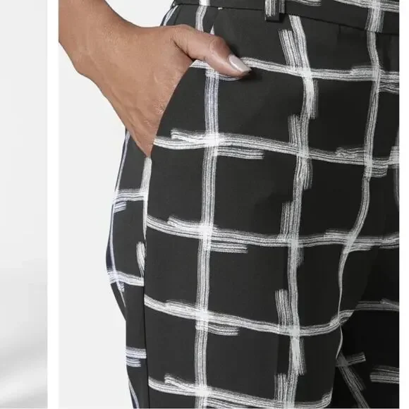 Topshop Windowpane Print Crepe Cigarette Pants 6 - Picture 3 of 12